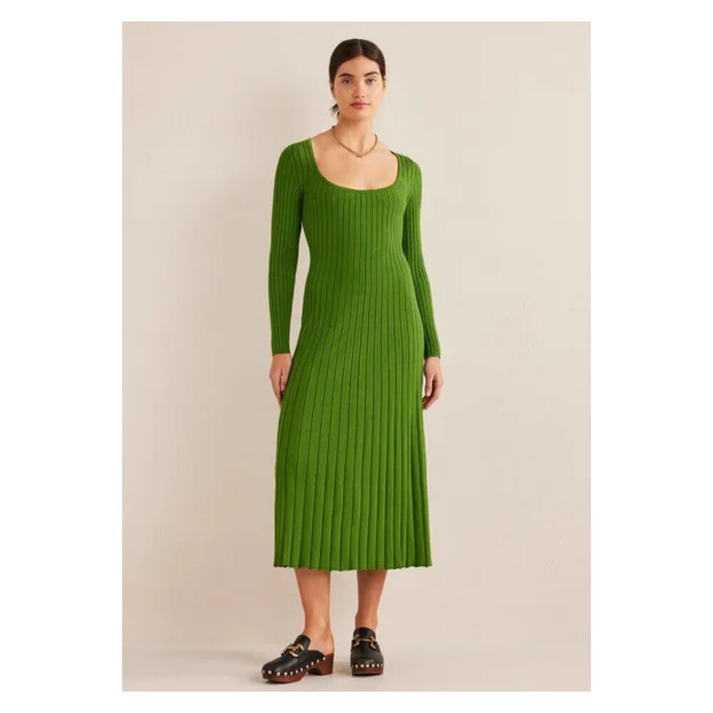 Boden Green Scoop Neck Knitted Midi Dress Sz.20/22R NWT